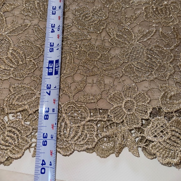 Lauren Ralph Lauren Champagne Lace Sheath Dress Gold Metallic 10 - Picture 13 of 14